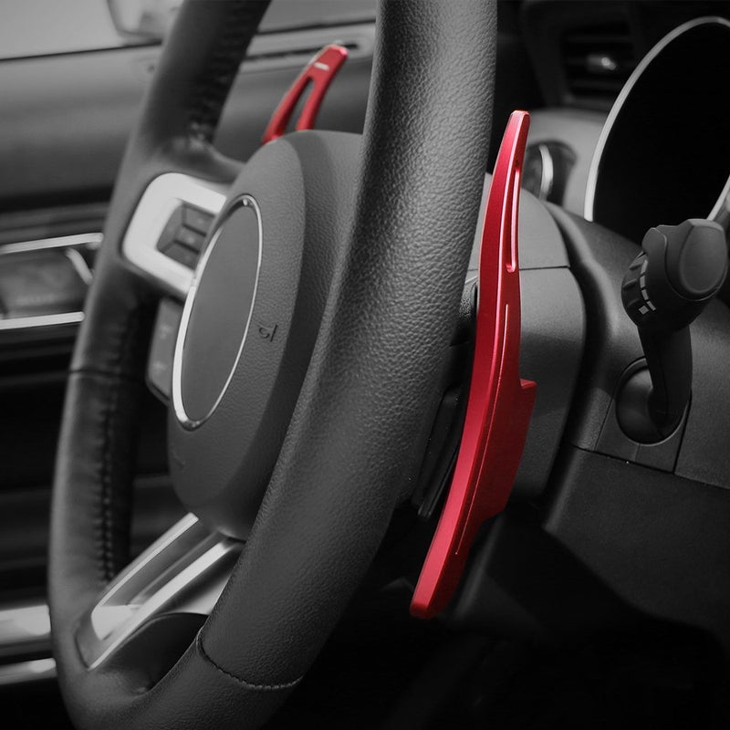 Voodonala Red Steering Wheel Shift Paddle Shifter Trim Cover for Ford Mustang 2015+(2pcs/set) - Image 5